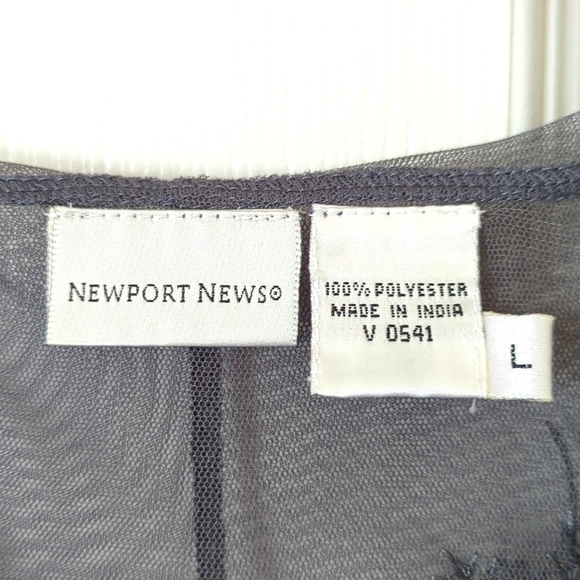 Newport News Y2K Vintage Sheer Floral Embroidered Mesh Zip Up Hoodie Gray Large - Picture 4 of 12